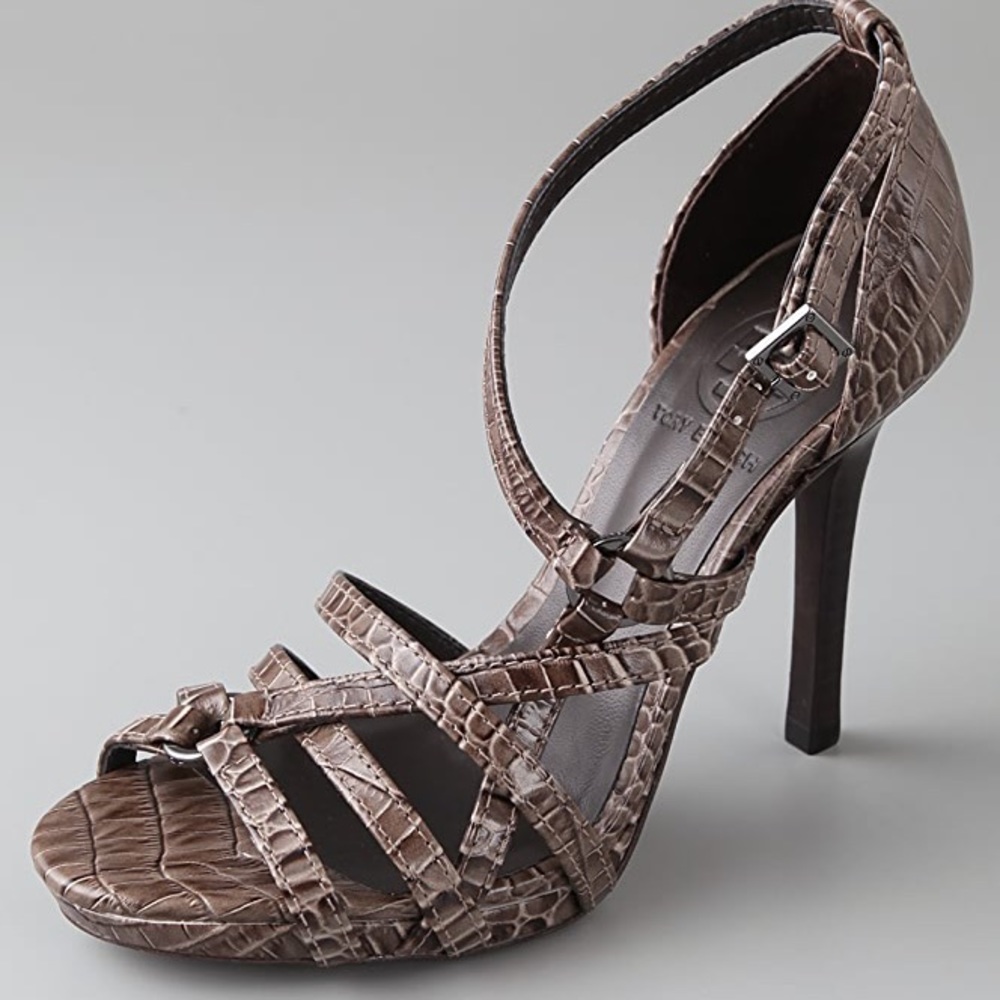 Tory Burch Elizabetta Crocodile Embossed Heels